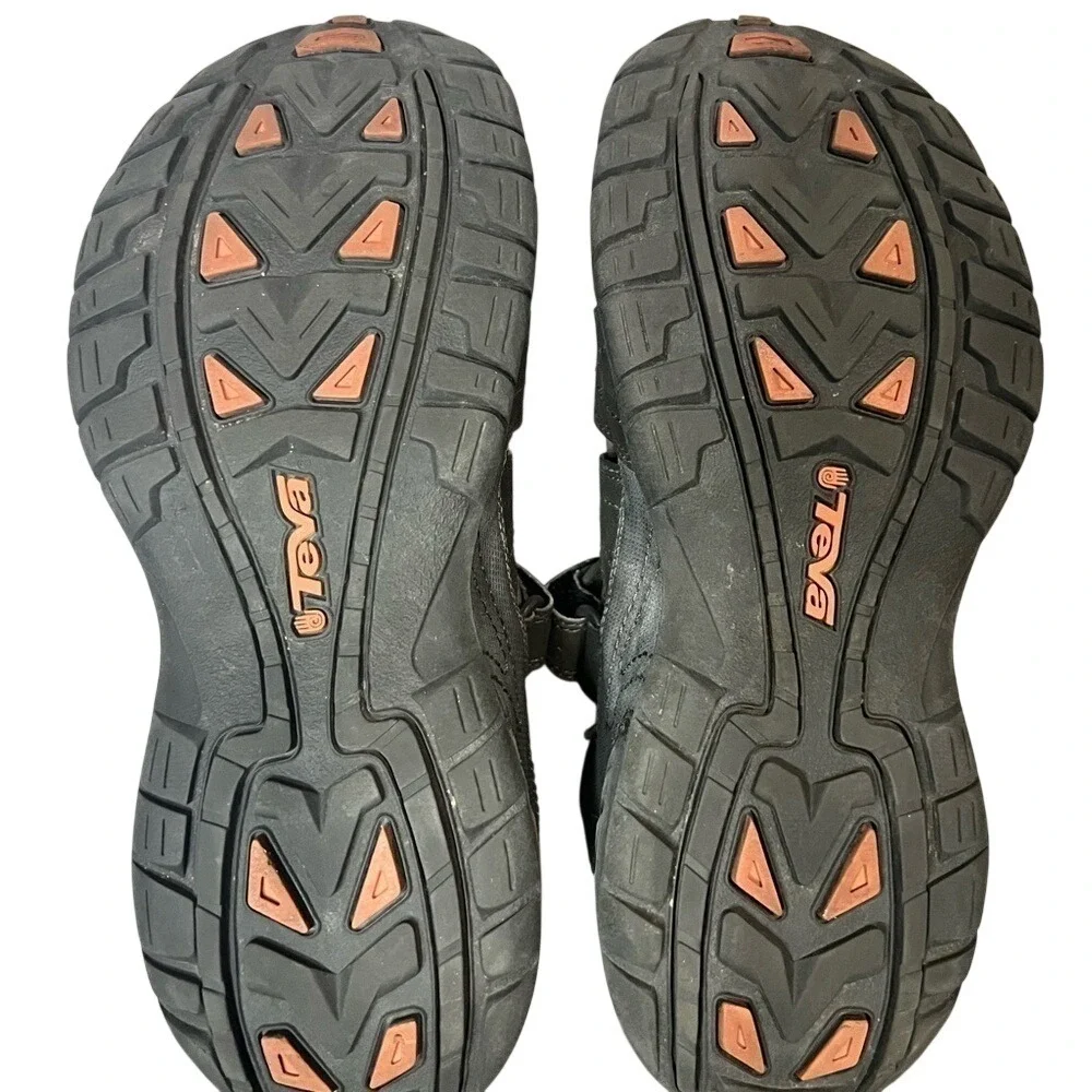 Teva Omnium Mens 7 Dark Gull Gray‎ Orange Closed Toe Hiking Water Sandals 4154